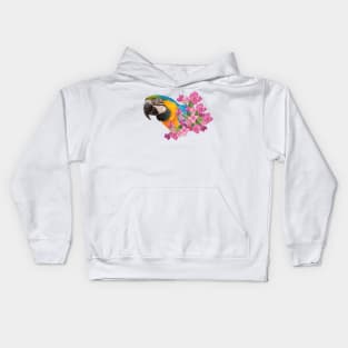Blue and yellow macaw Kids Hoodie